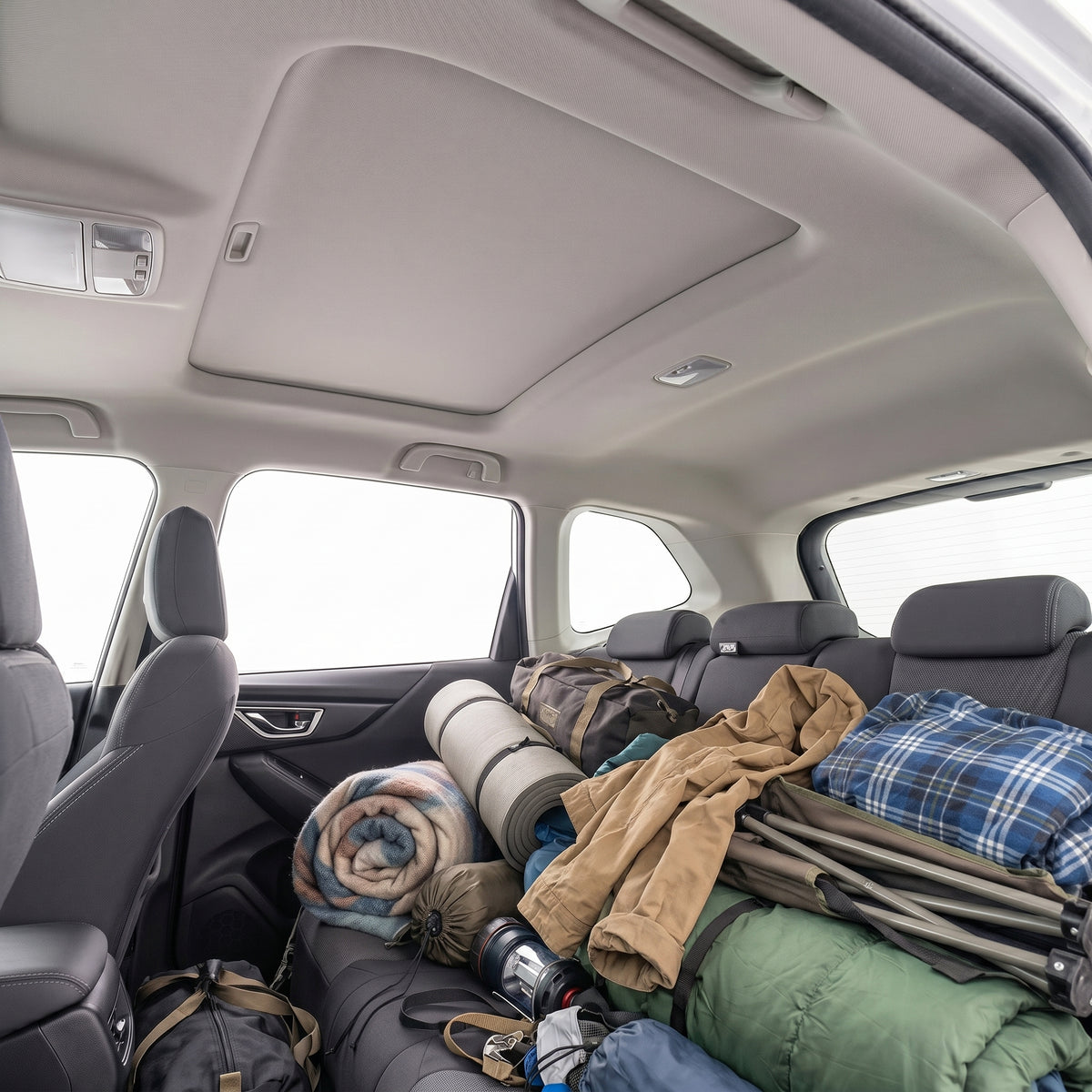 Cluttered back seat